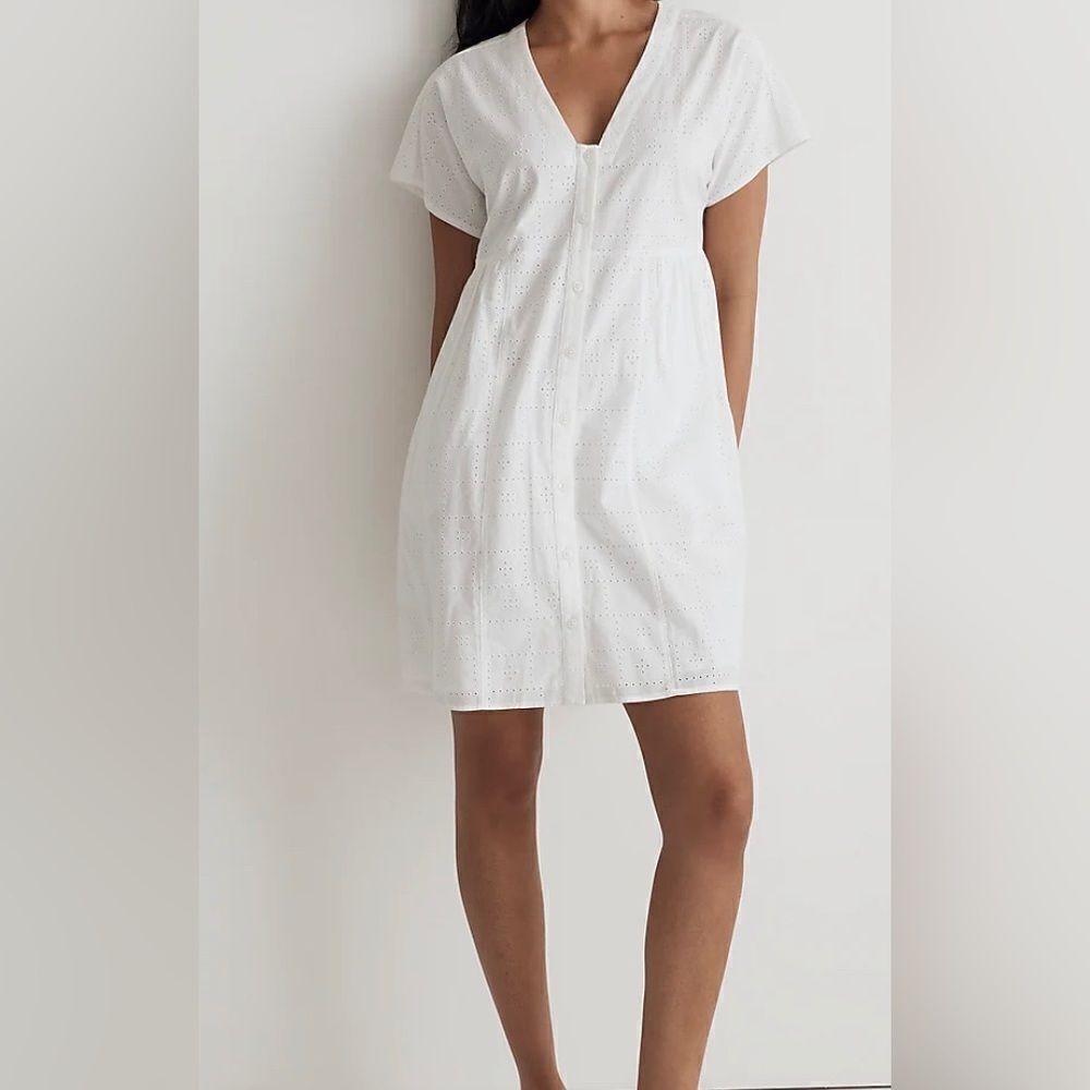 Madewell Button-Front V-Neck Mini Dress NWT Size S